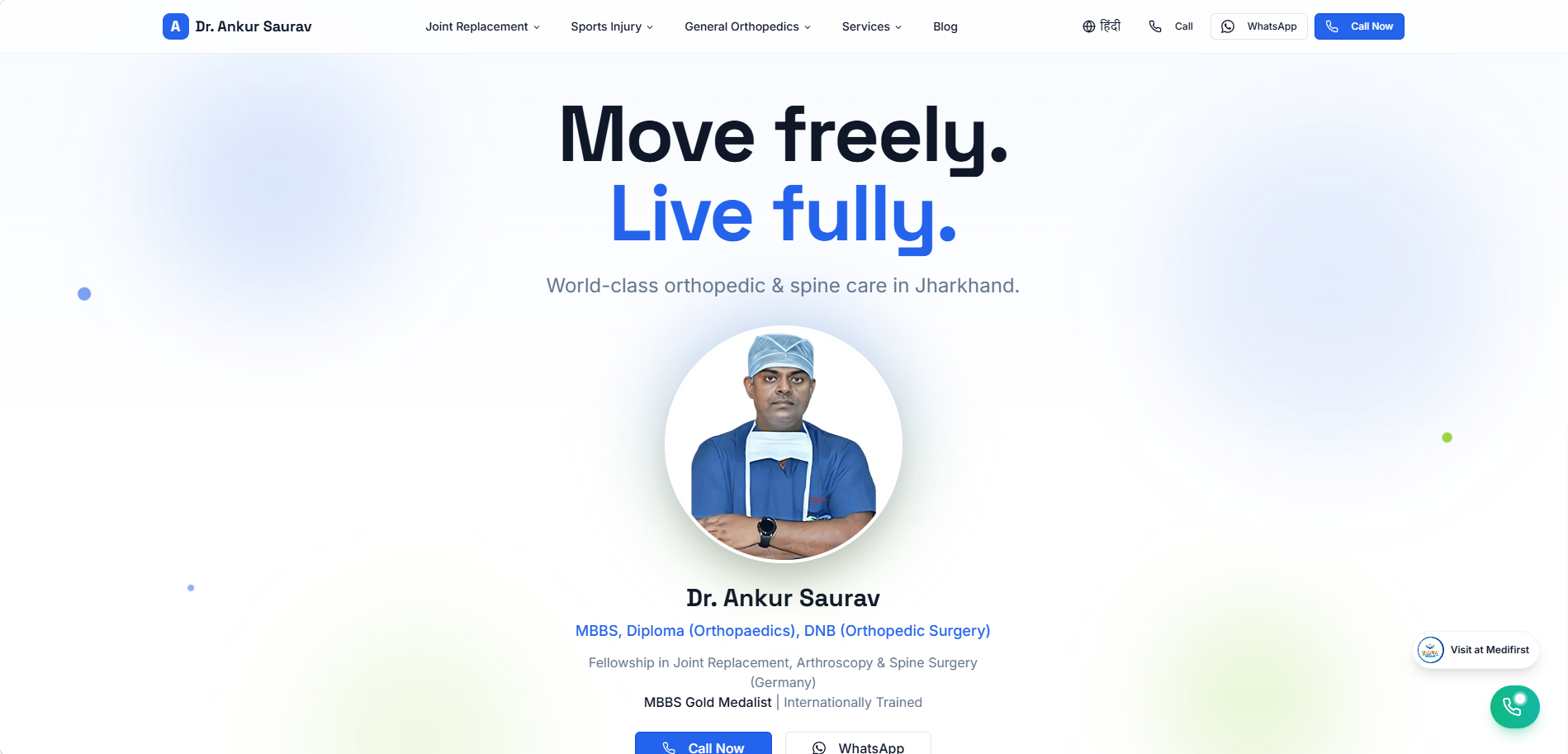 Dr. Ankur Saurav orthopaedic website